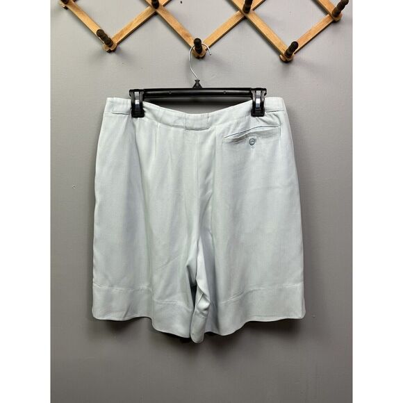 Liz Golf Vtg Silk Shorts Womens 12 Light Blue Pleated Slash Pockets Zipper Fly - Picture 2 of 6